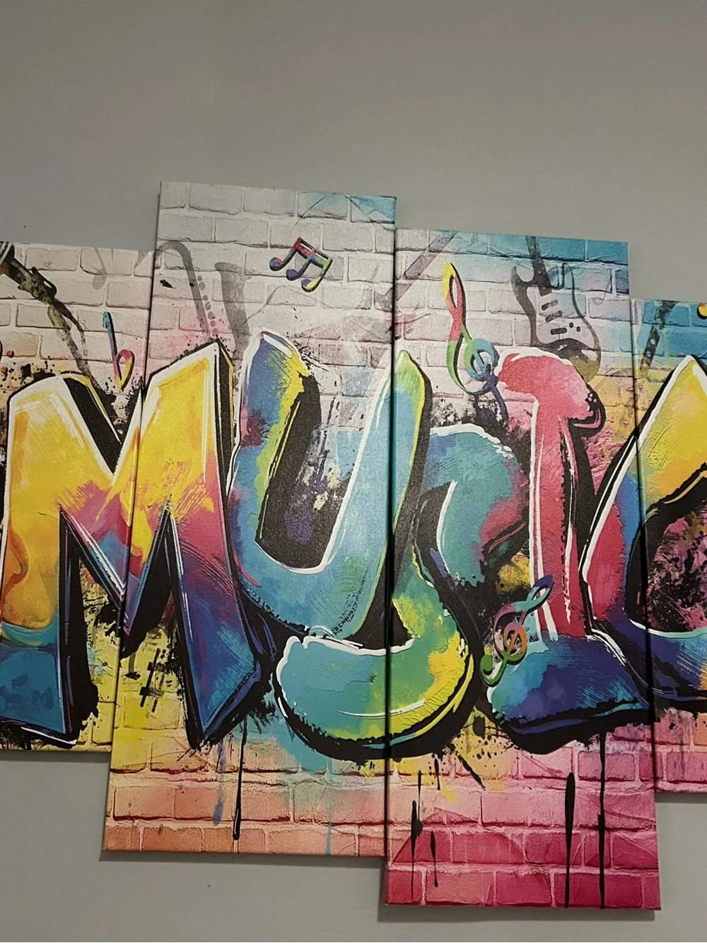 Multi-Panel Graffiti Wall Art - Vibrant Multicolor